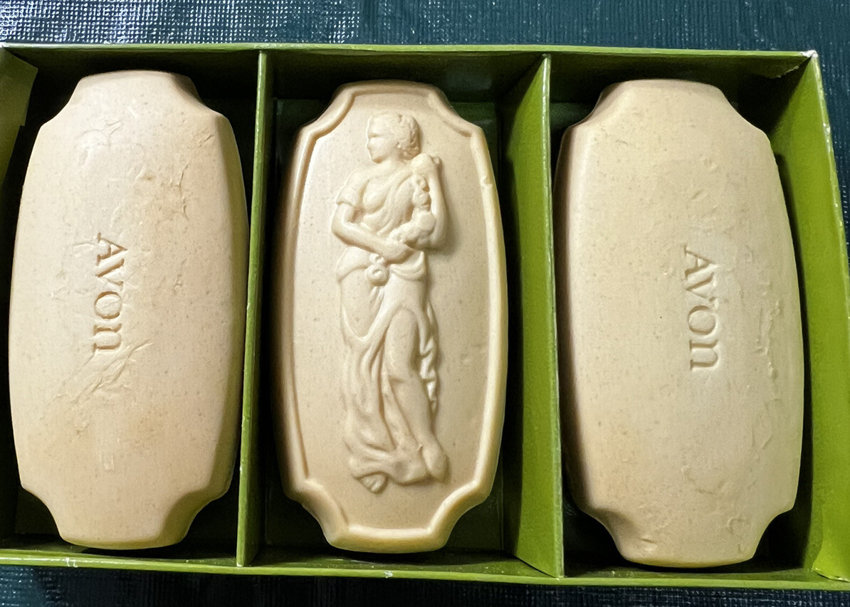 3 Vintage Avon Somewhere Embossed Perfume Bar Soap Scented NOS