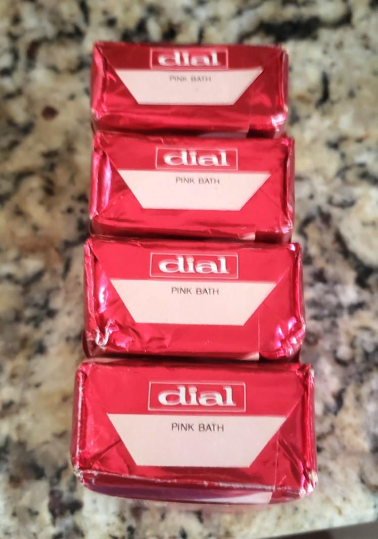 Vintage 80s Dial Pink Bath Soap 4 bars x 5oz Movie TV Prop Foil Wrapped NOS