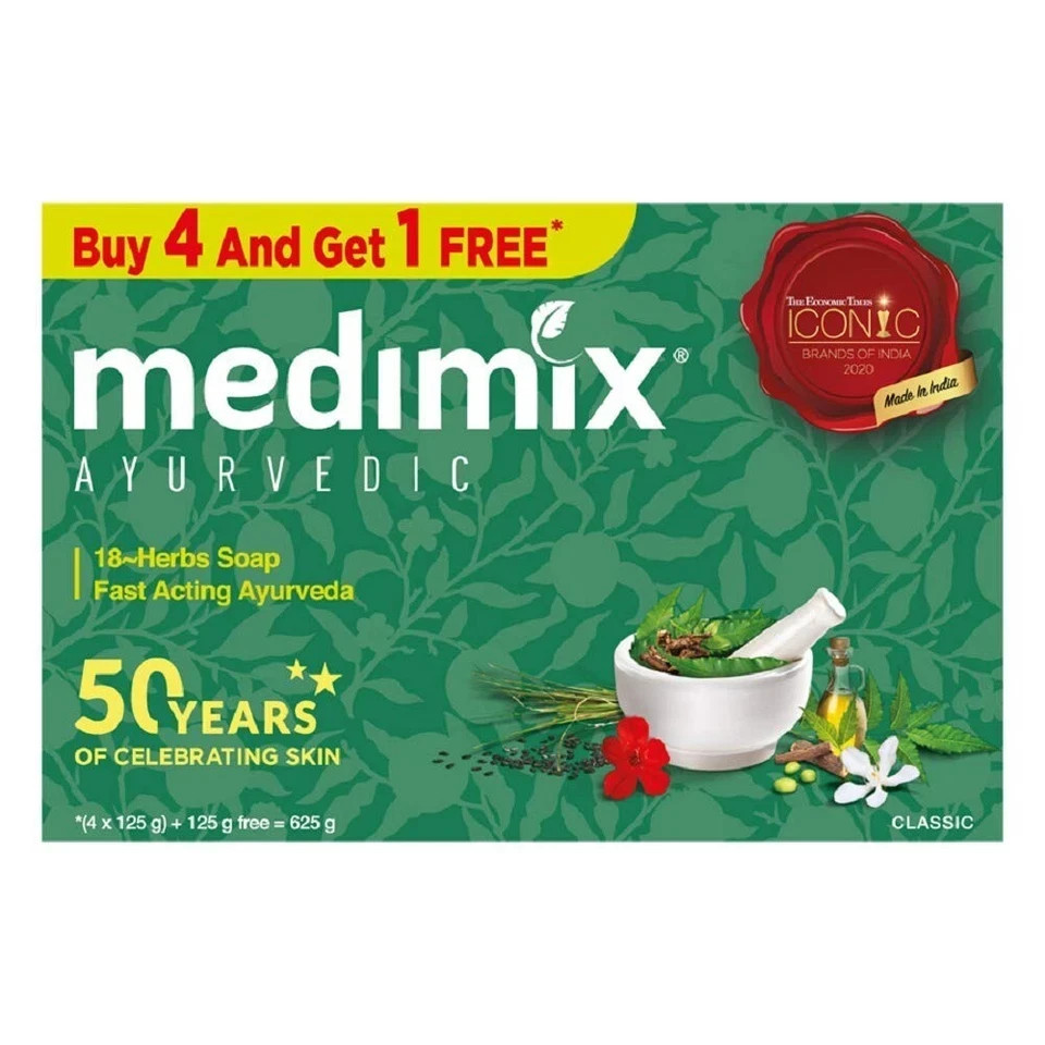5 X 125g Medimix Ayurvedic Classic 18 Herbs Soap Free Ship