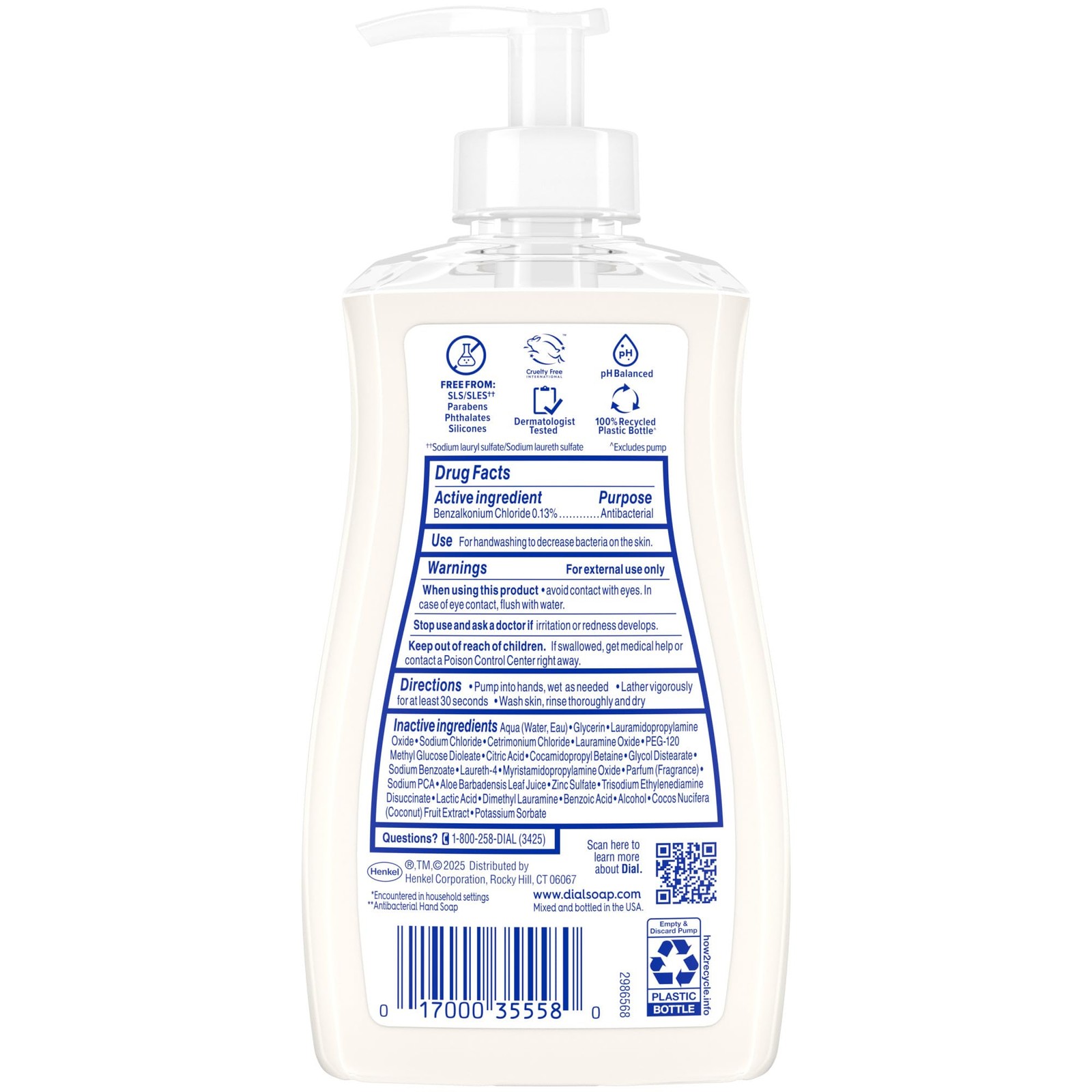 Dial Antibacterial Plus Hydrating Coconut Milk Liquid 11 Ounce (Pack of 4)