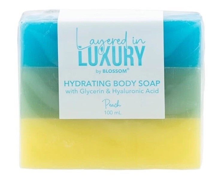 2 X Blossom Layered in Luxury Hydrating Body Soap Bars COCONUT + PEACH 100 ml