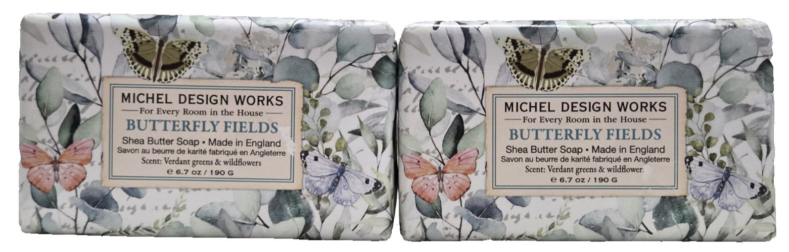 Michel Design Works Butterfly Fields Soap Verdant Greens & Wildflowers 2x 6.7 oz
