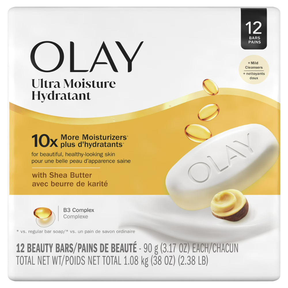 Olay Ultra Moisture Bar Soap, Shea Butter, 3.17 oz, 12 Ct, 4 Pack, 48 Bars Total