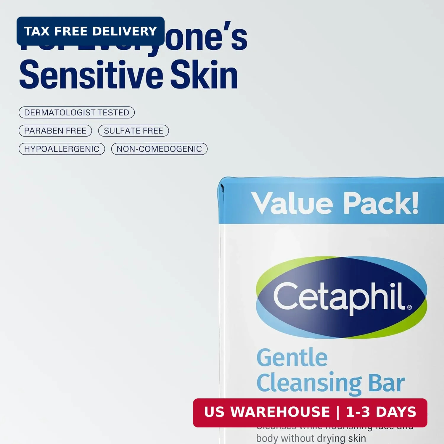 Cetaphil Gentle Cleansing Bar Soap, Sensitive & Dry Skin, 4.5oz, 6ct | Fragrance