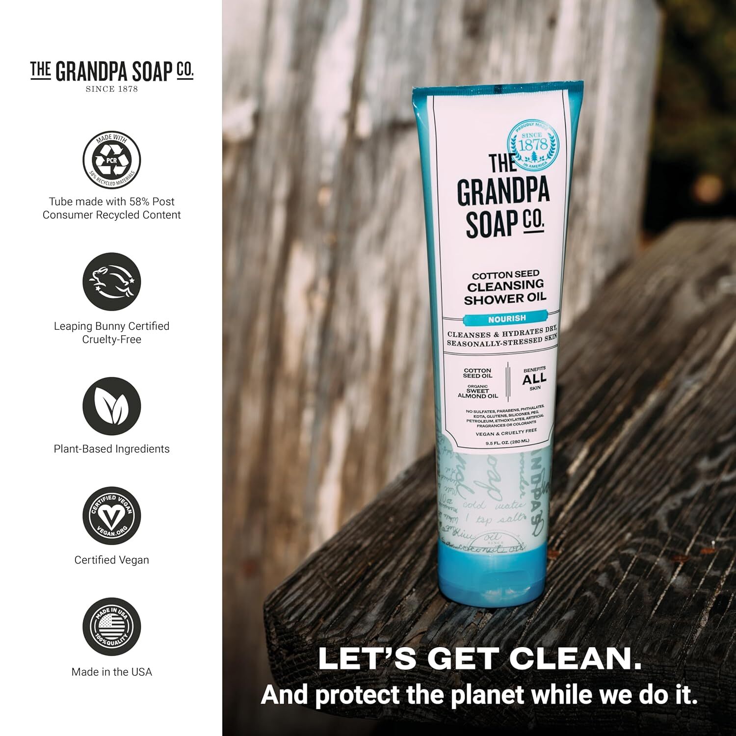 The Grandpa Soap Co. Cotton Seed Cleansing Shower Oil 9.5 Fl