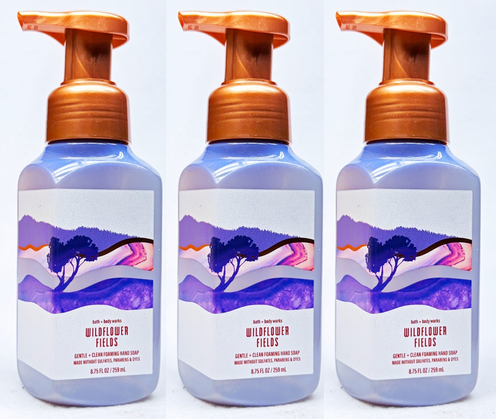 3 Bath & Body Works WILDFLOWER FIELDS Gentle Foaming Hand Soap 8.75 oz