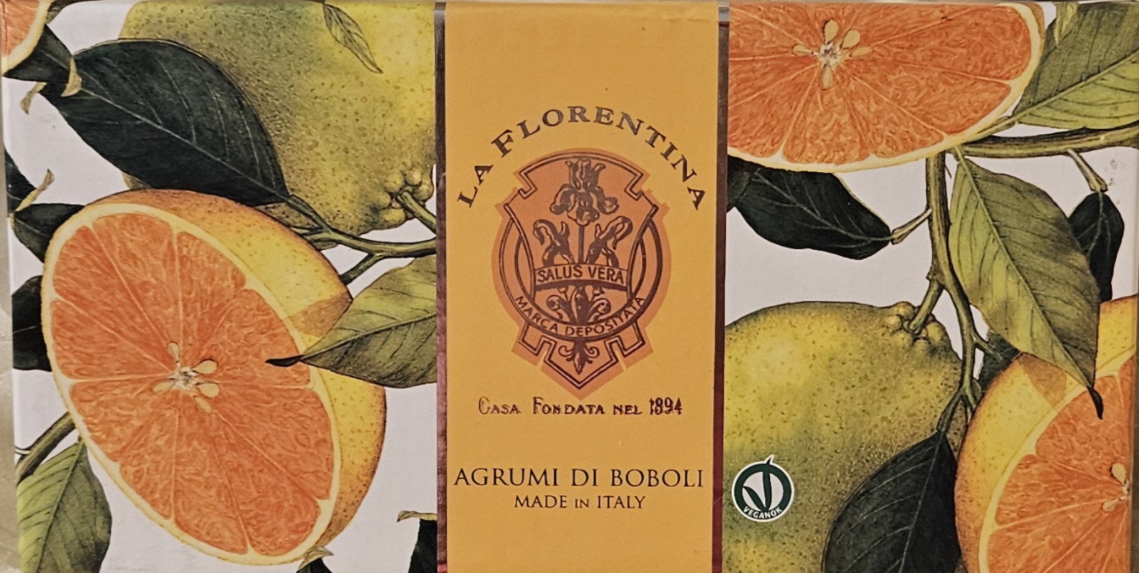 La Florentina Italian Luxury Bar Soap Boboli Citrus Gift Box 3 x 5.3 oz (150g)