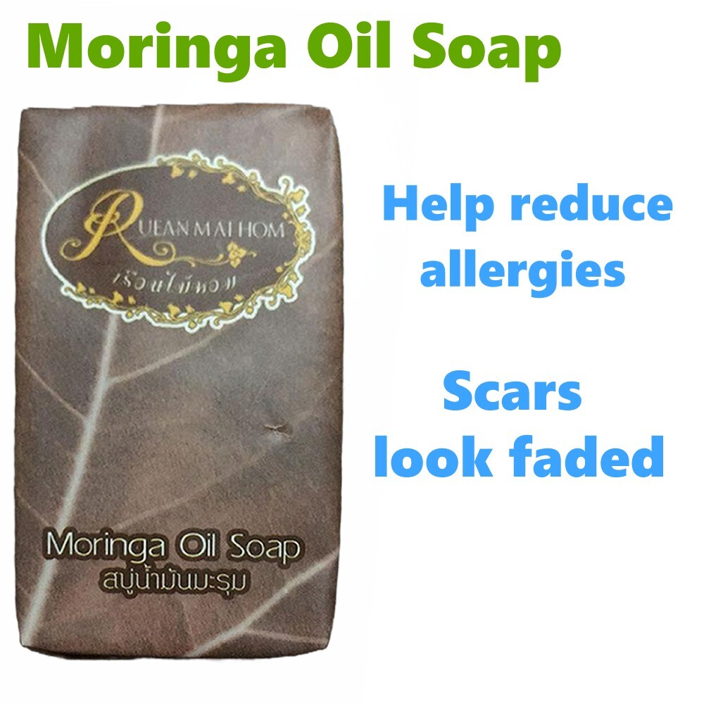 Moringa Oil Soap Herbal Organic Reduce Health inflammation of acne 80g 3 Pcs