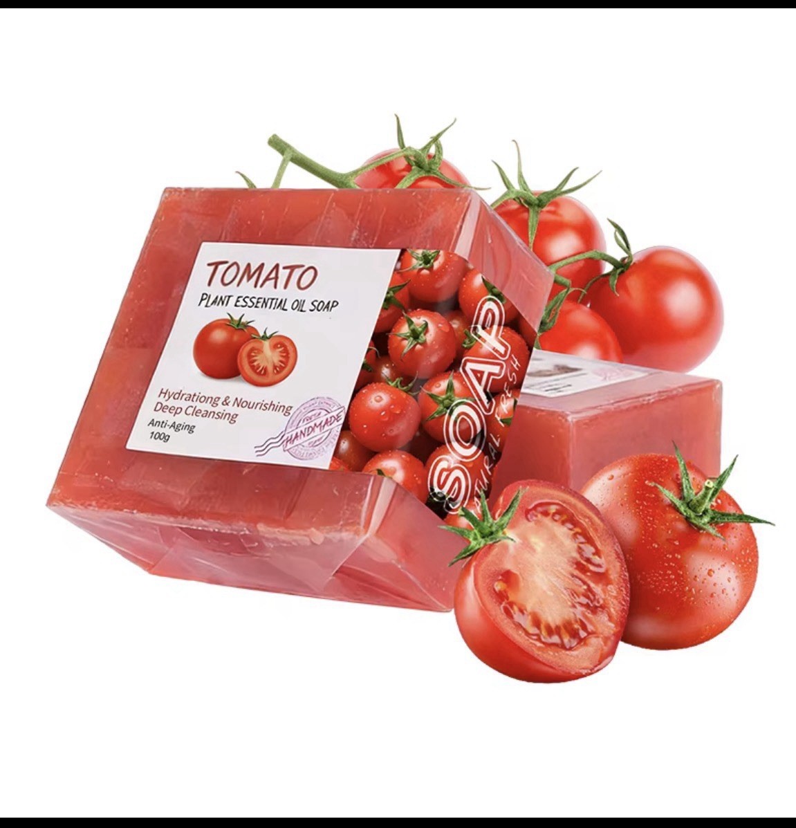 2pcsTomato Extract Hydrating Deep Cleansing Soap Bar Face Body Herbal Scent 100g