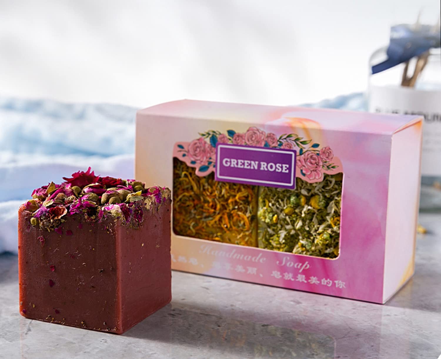 Rose Flower Botanical Soap Bar,110G Handmade Natural Essential Oil Floral Bod…
