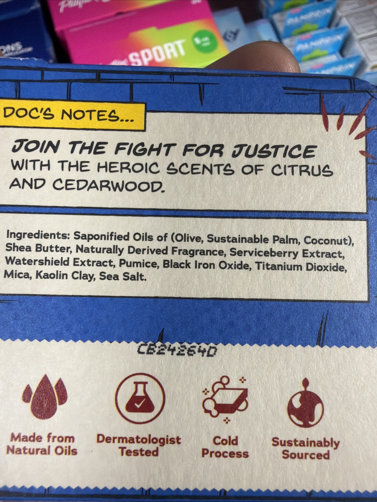 Dr. Squatch Liberty Lather Bar Soap 5 Oz Marvel Captain America Citrus Blue Men