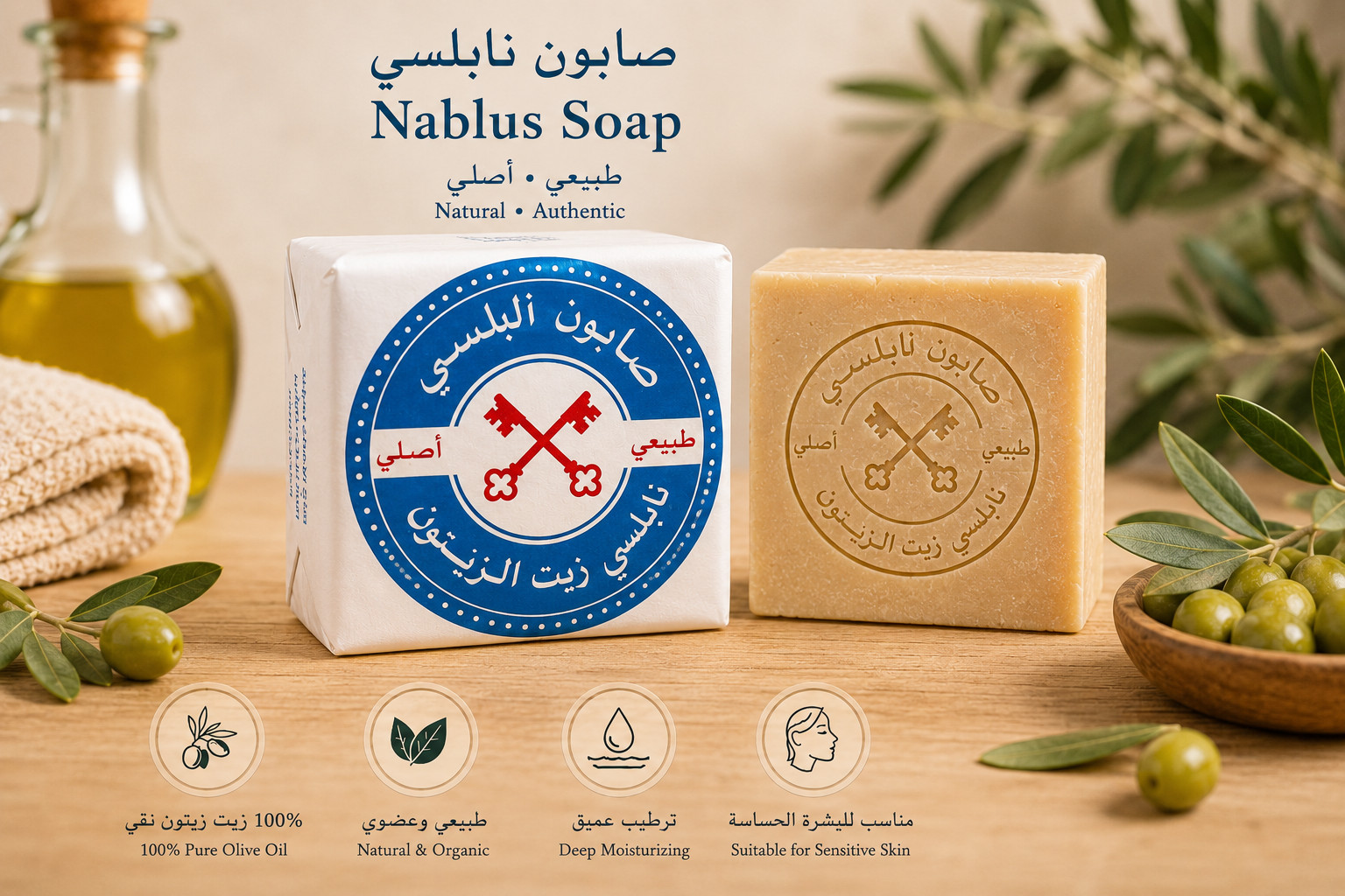 Traditional Nablus Soap Organic Virgin Olive Oil صابون نابلسي زيت زيتون بكر