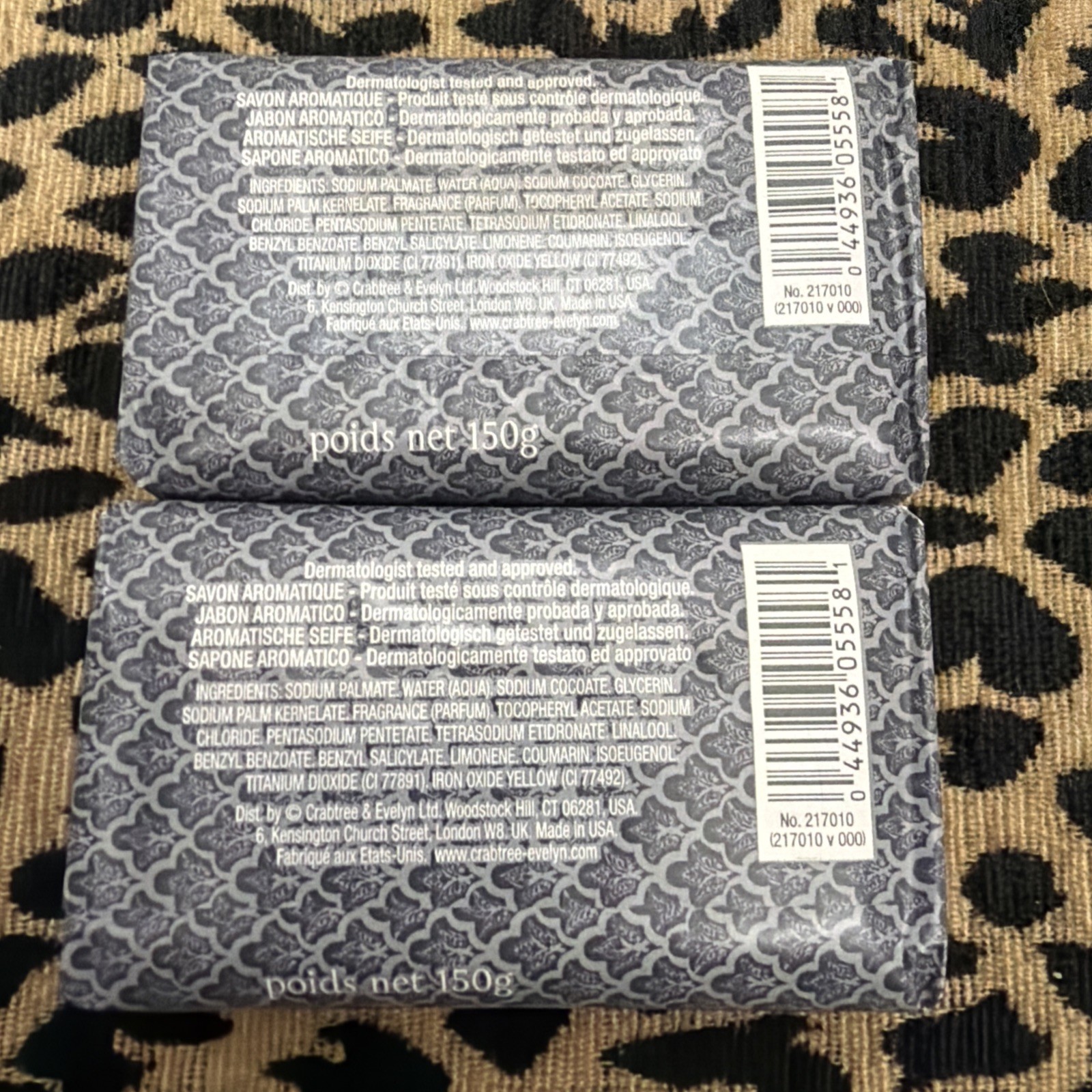 2 Crabtree & Evelyn SANDALWOOD AROMATIC BAR SOAPS 5.3 OZ/150g Each