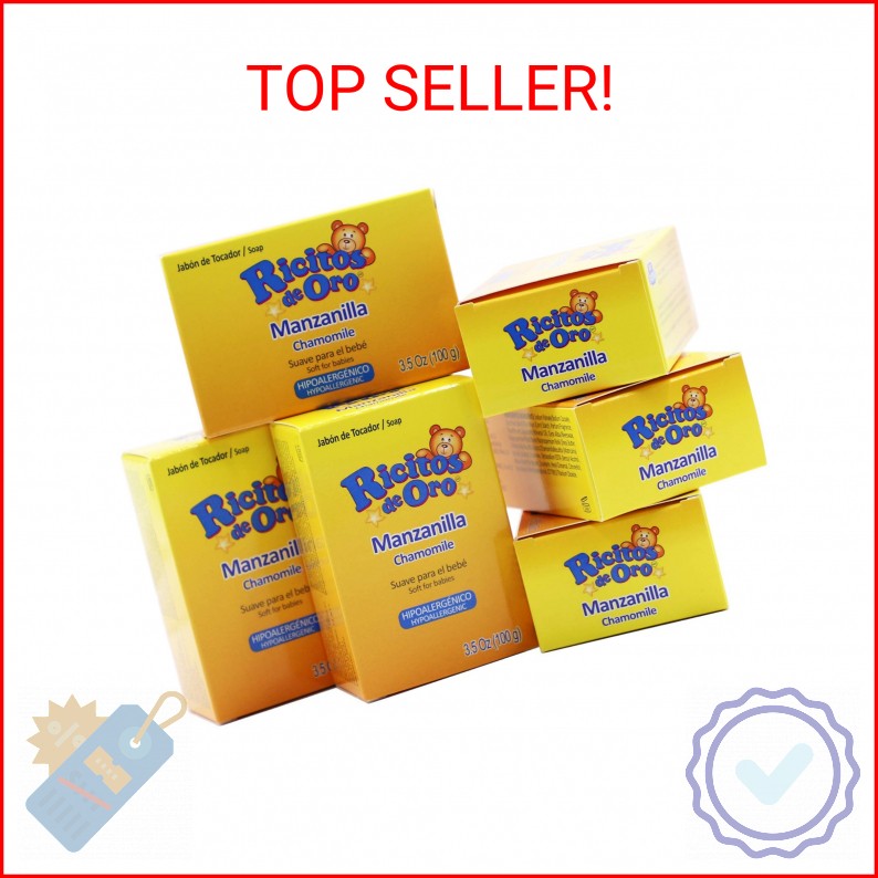 Ricitos de Oro Baby Cleansing Bar Soap with Extract Calming Effect, Chamomile, 6