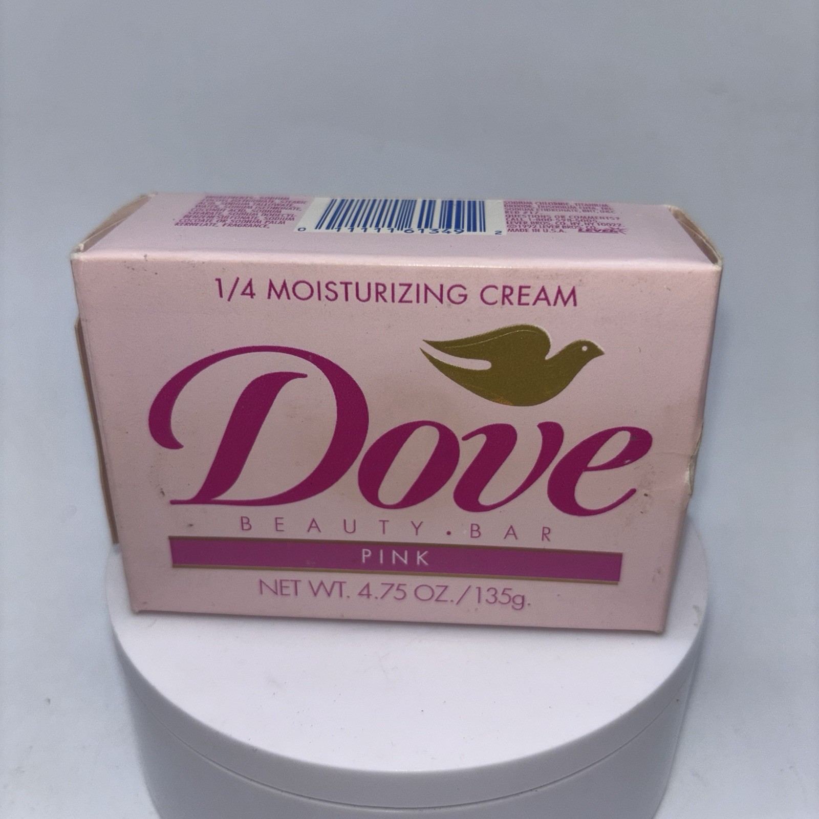 Vintage DOVE Pink Beauty Bar 1/4 Moisturizing Cream By Lever 4.75 oz USA 1992