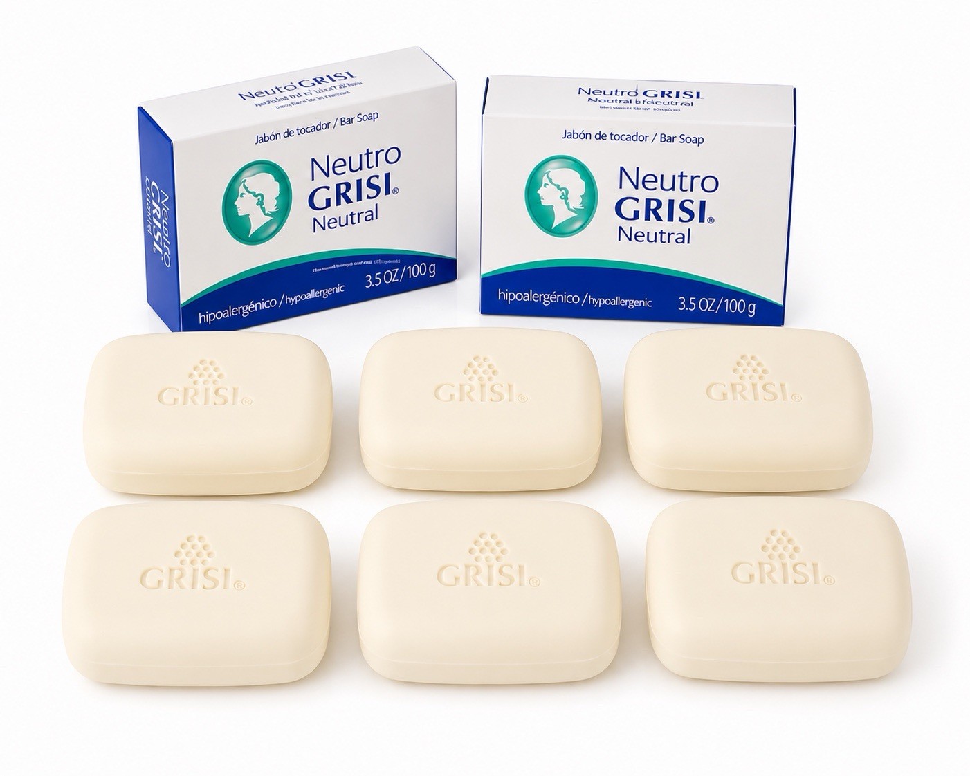 6 Pack Neutral Soap, Jabon Neutro, Grisi 3.5 Oz. X 6 Units