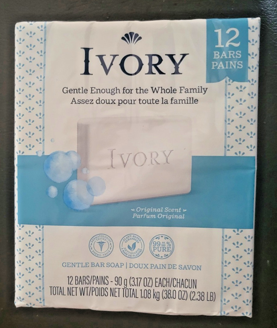 12 Bars P&G Ivory Bar Soap Original Scent Gentle Bar Soap 3.17oz Bars Sealed
