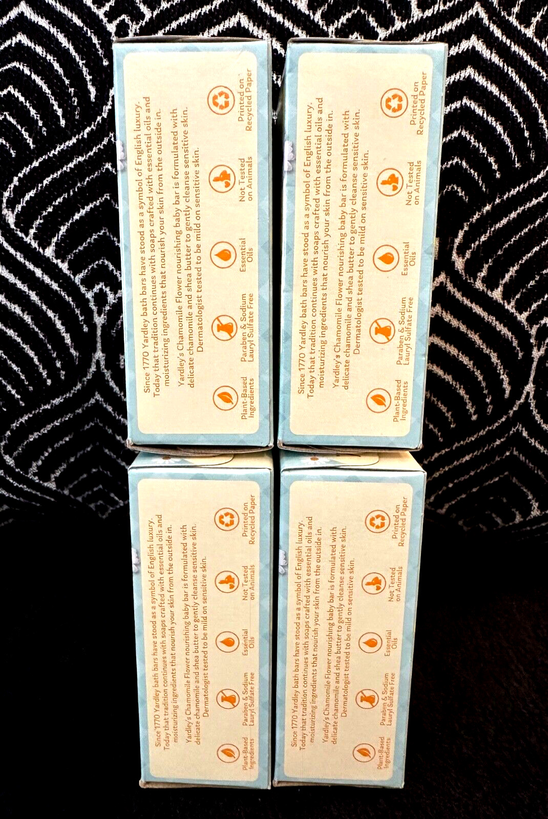 4pk YARDLEY CHAMOMILE FLOWER NOURISHING GENTLE MILD BABY BAR SOAP SHEA BUTTER