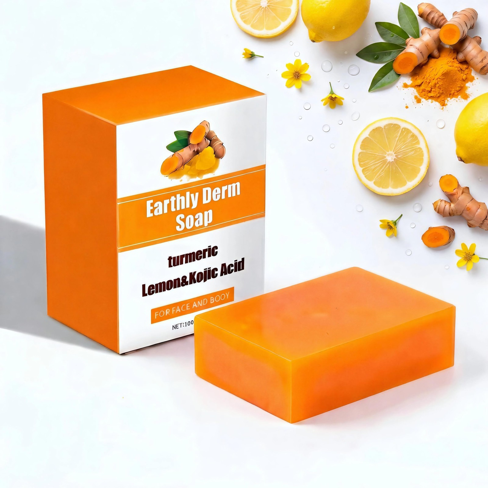 Earthly Derm Turmeric Glow Soap,Handmade Turmeric Cleansing Soap, Body Skin C…