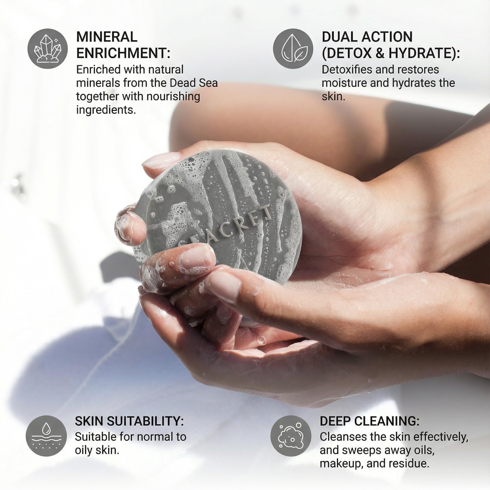 SEACRET Dead Sea Mud Soap Bar – Deep Pore Purifying & Refining Facial Cleanse…