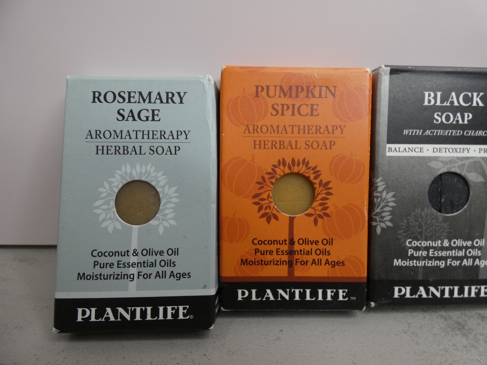 Plantlife Travel 4 Aromatherapy Herbal Soap 1 oz Pumpkin Rosemary Black Tea