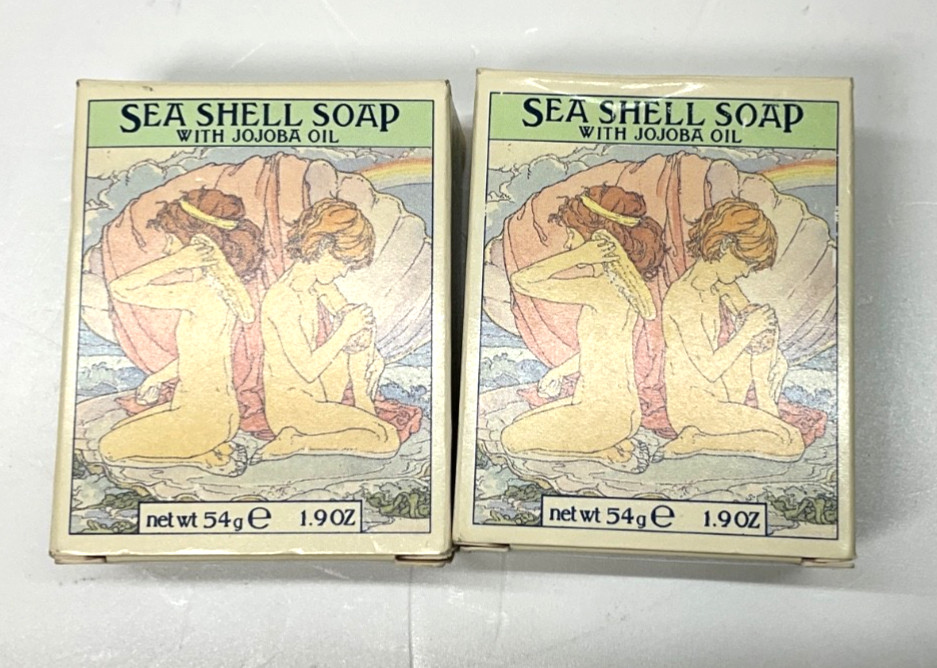 Lot of 2 Crabtree & Evelyn Vintage 1978 Seashell Soap with Jojoba Oil 1.9oz each