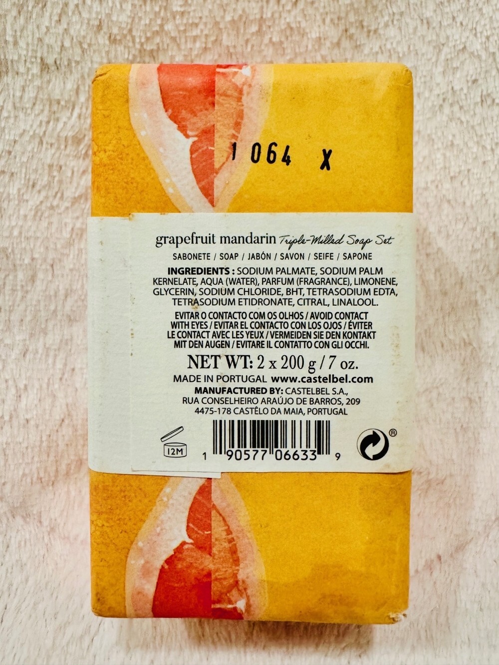 CASTELBEL LTD EDS Grapefruit Mandarin – Triple-milled Soap Bar Set (2x 7oz)
