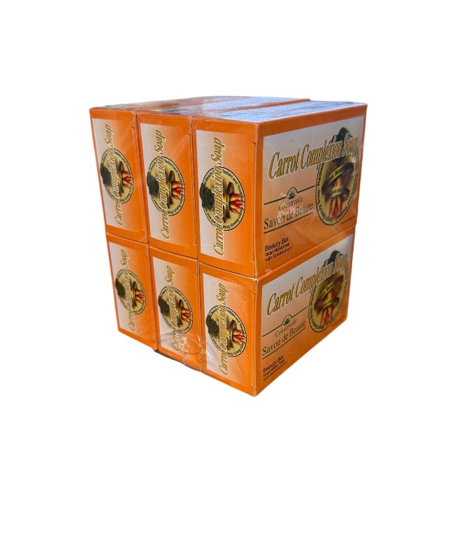 6PCS Carrot Complexion Soap Beauty Bar with Carrot Oil -200g