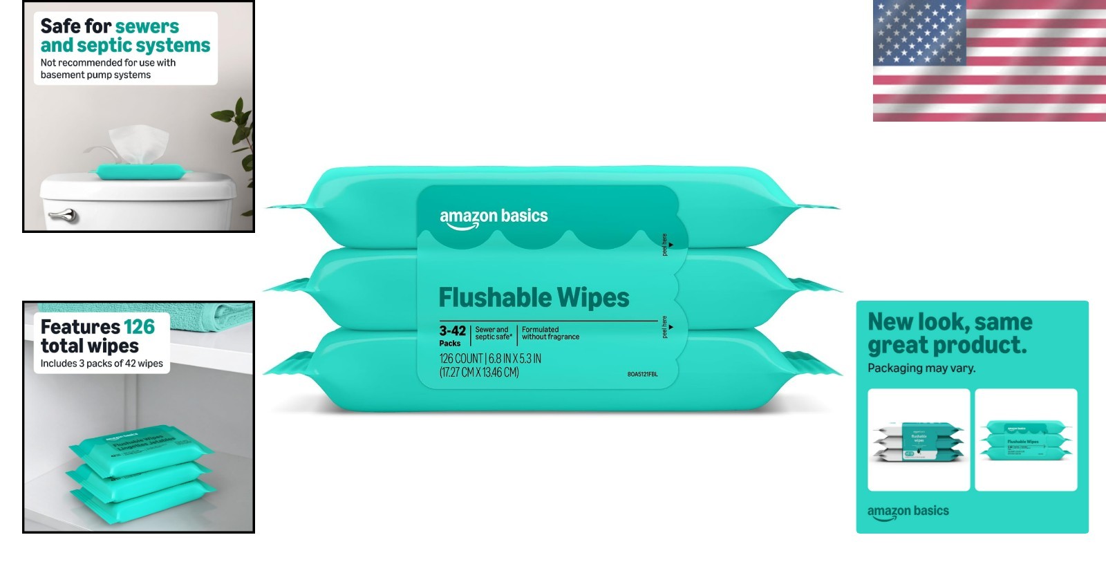 126 Count Biodegradable Flushable Wipes – Fragrance-Free & Sensitive Skin Safe