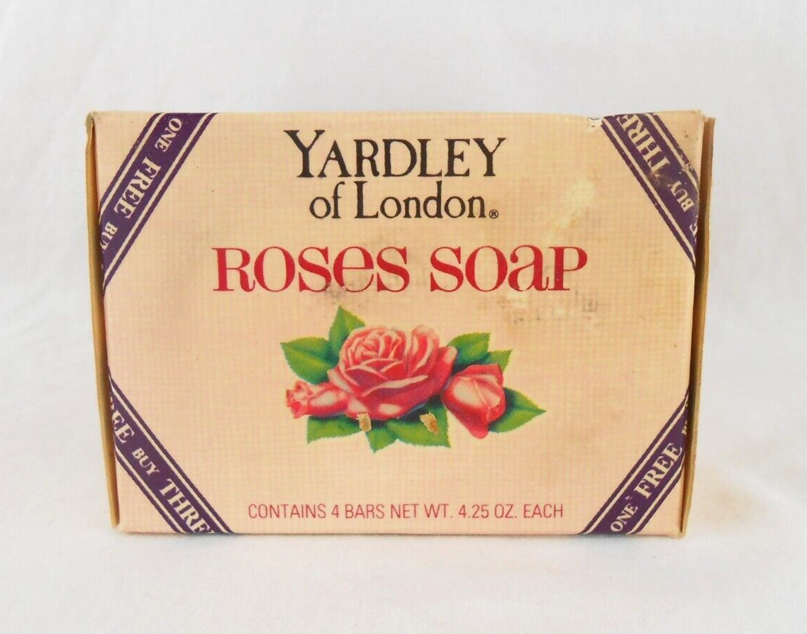 Yardley of London Roses Pink Bath Bar Soap Pack of 3 New Open Box Vintage 1990