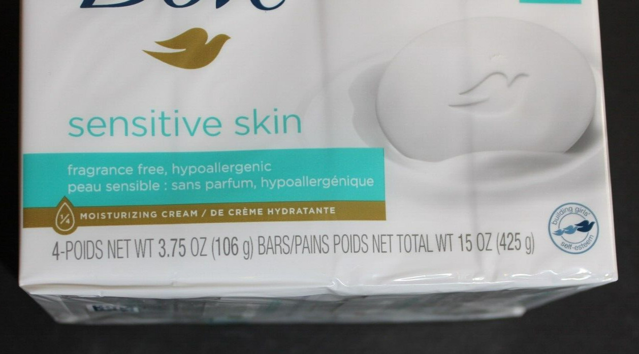 Dove Sensitive Skin More Moisturizing Than Bar Soap 3.75 oz, (4 Pack)