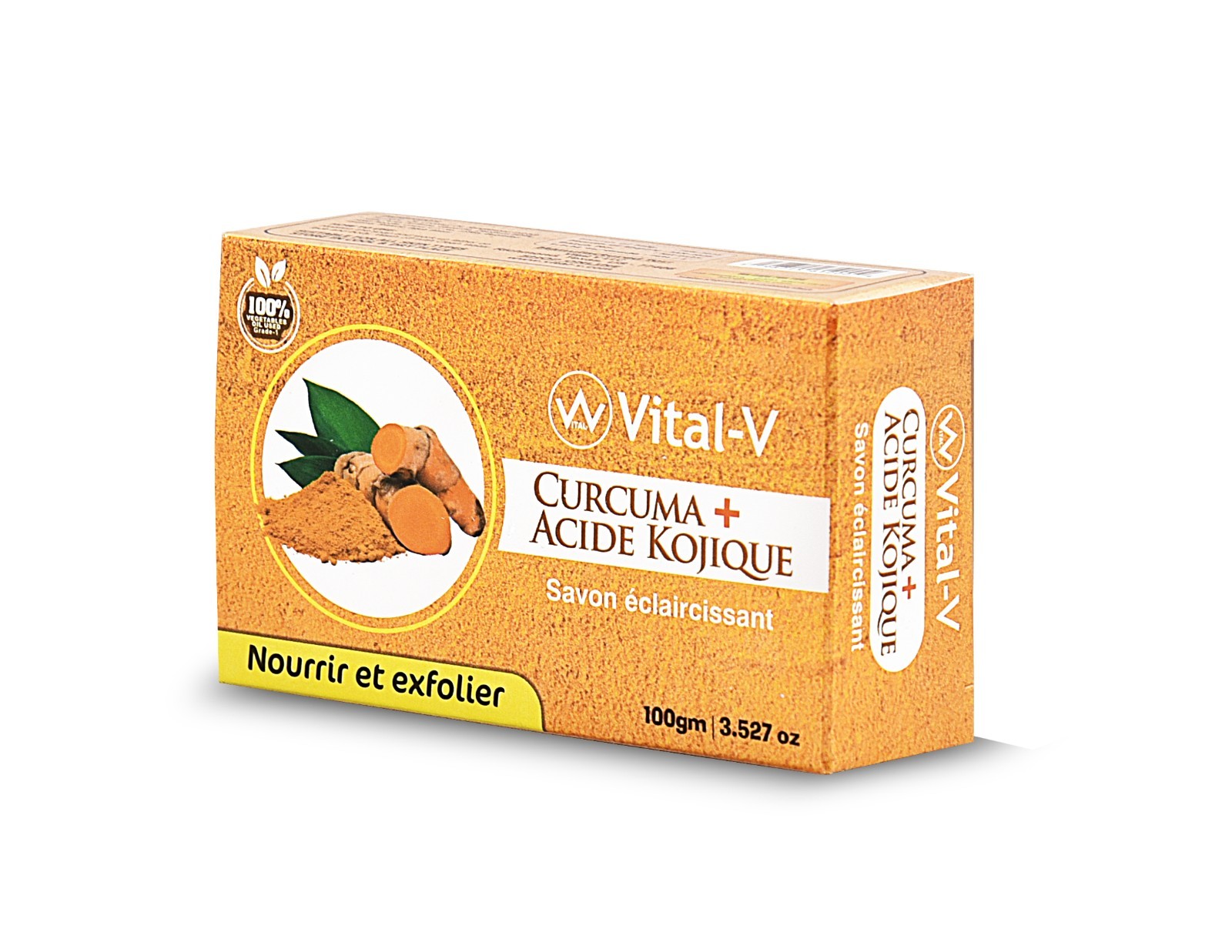 VITAL V Kojic &Turmeric Soap Bar (100g bar) 2- Packs For Face & Body – Natural