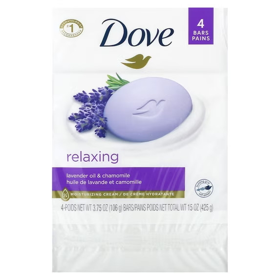 Dove Relaxing Lavender Beauty Bar with Lavender and Chamomile Scent 3.75 Oz