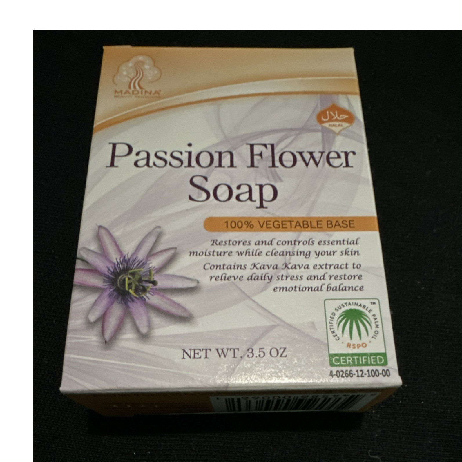 MADINA Passion Flower Hydrating Body Bar Soap 3.5 oz Vegetable Oil Base
