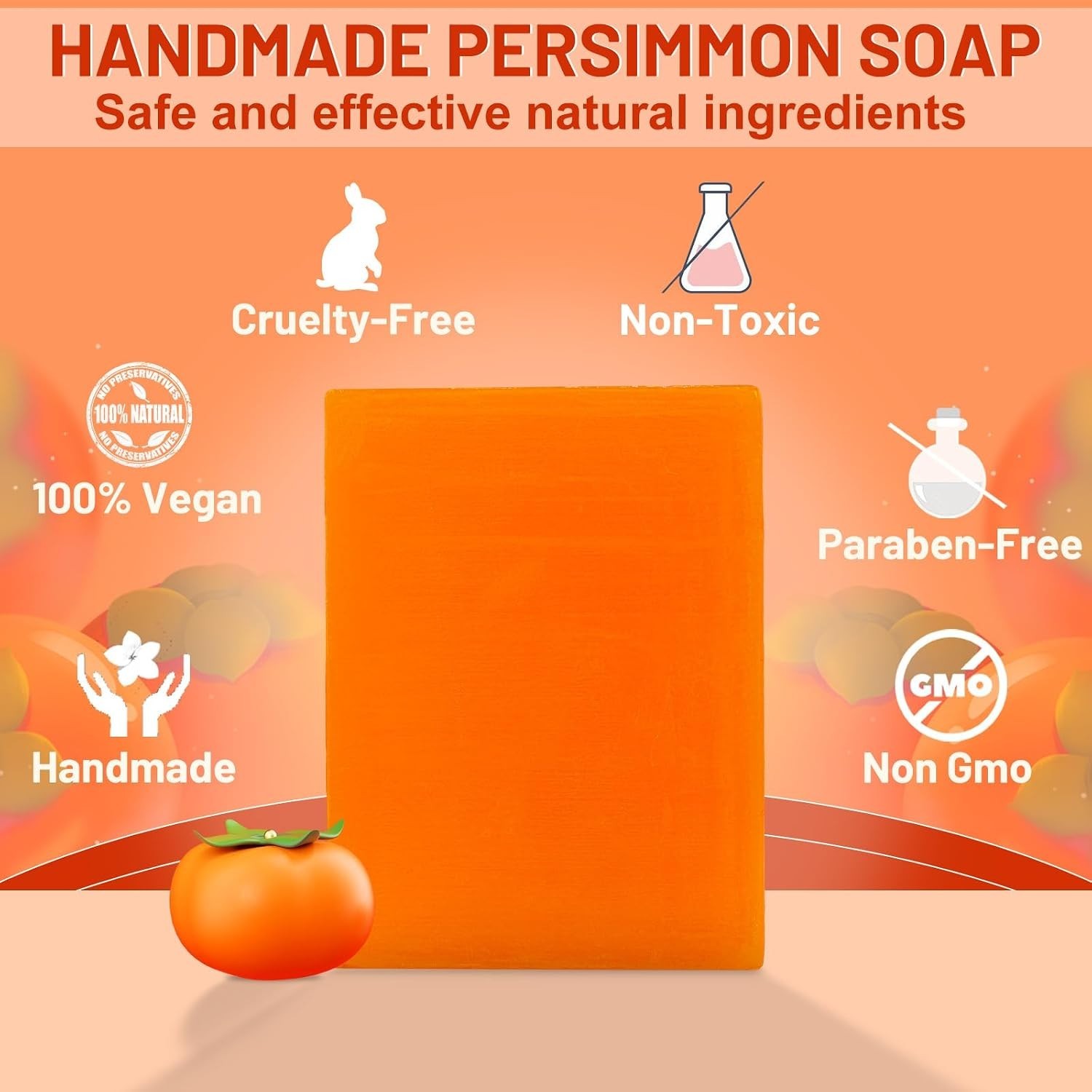 Luxury 2 PCS Persimmon Deodorizing Soap Bar for Daily Use – Skin Friendly