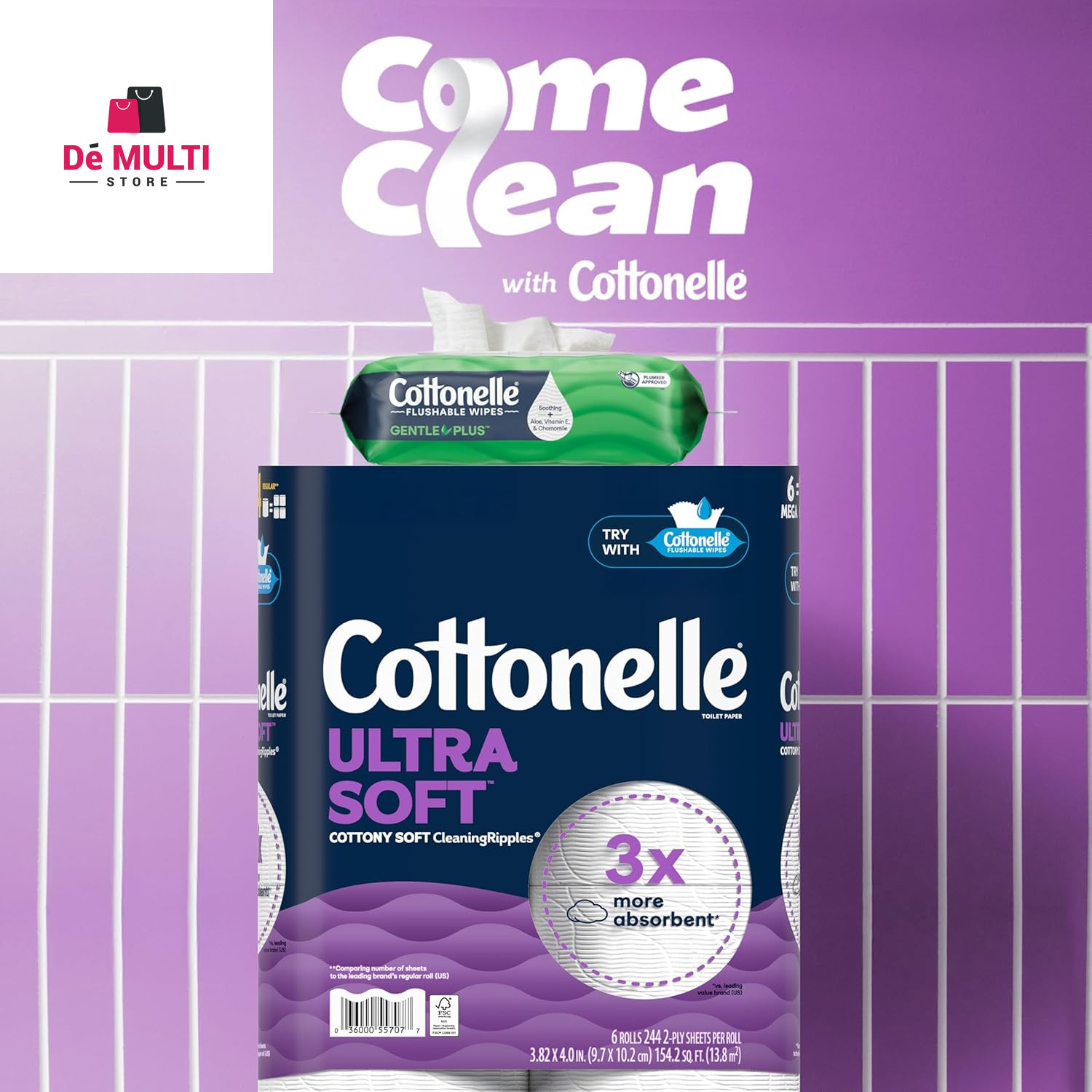 Cottonelle GentlePlus Flushable Wipes, 4 Flip-Top Packs, 42 Wipes per Pack