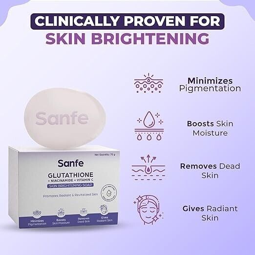 Sanfe Glutathione Niacinamide Vitamin C Brightening Soap Tan Removal 75gm x 2