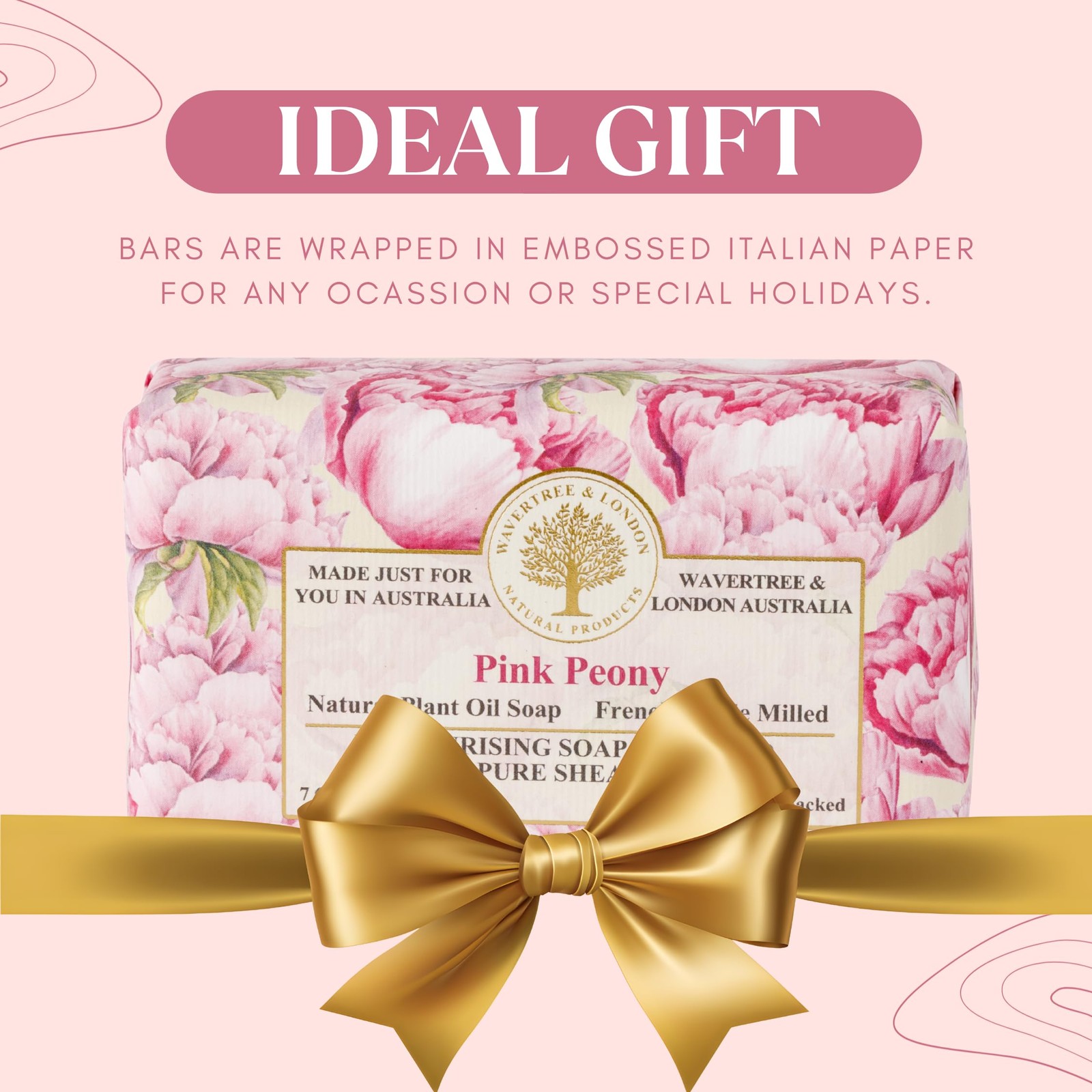 Wavertree & London Pink Peony Scented Natural 7 Ounce (Pack of 2),