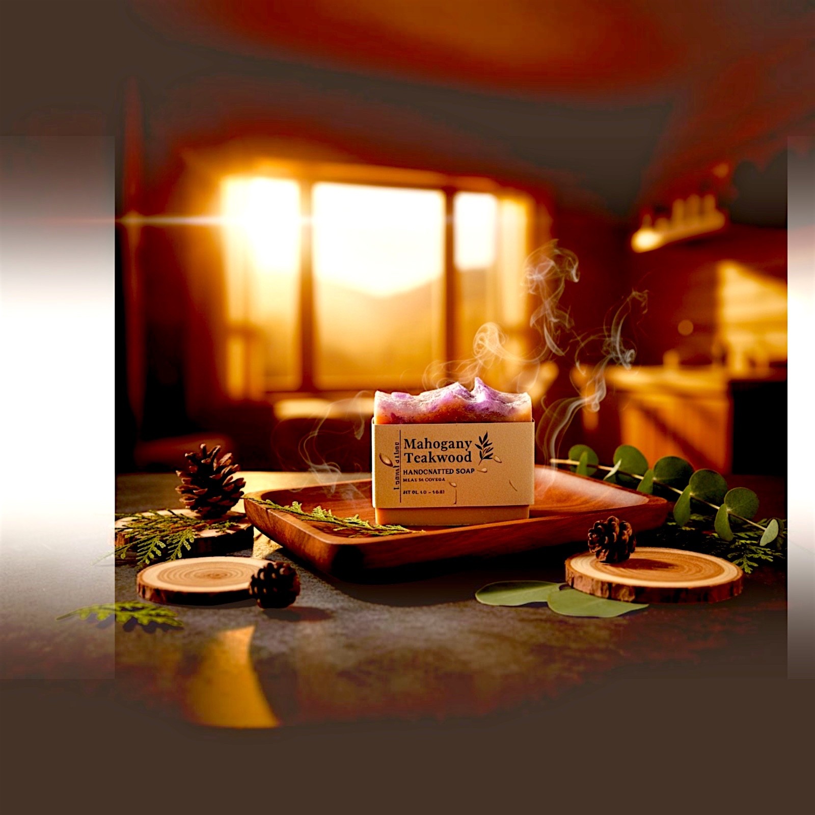 LumaLather Mahogany Teakwood Handmade Soap Bar – Moisturizing Artisan Bath Soap