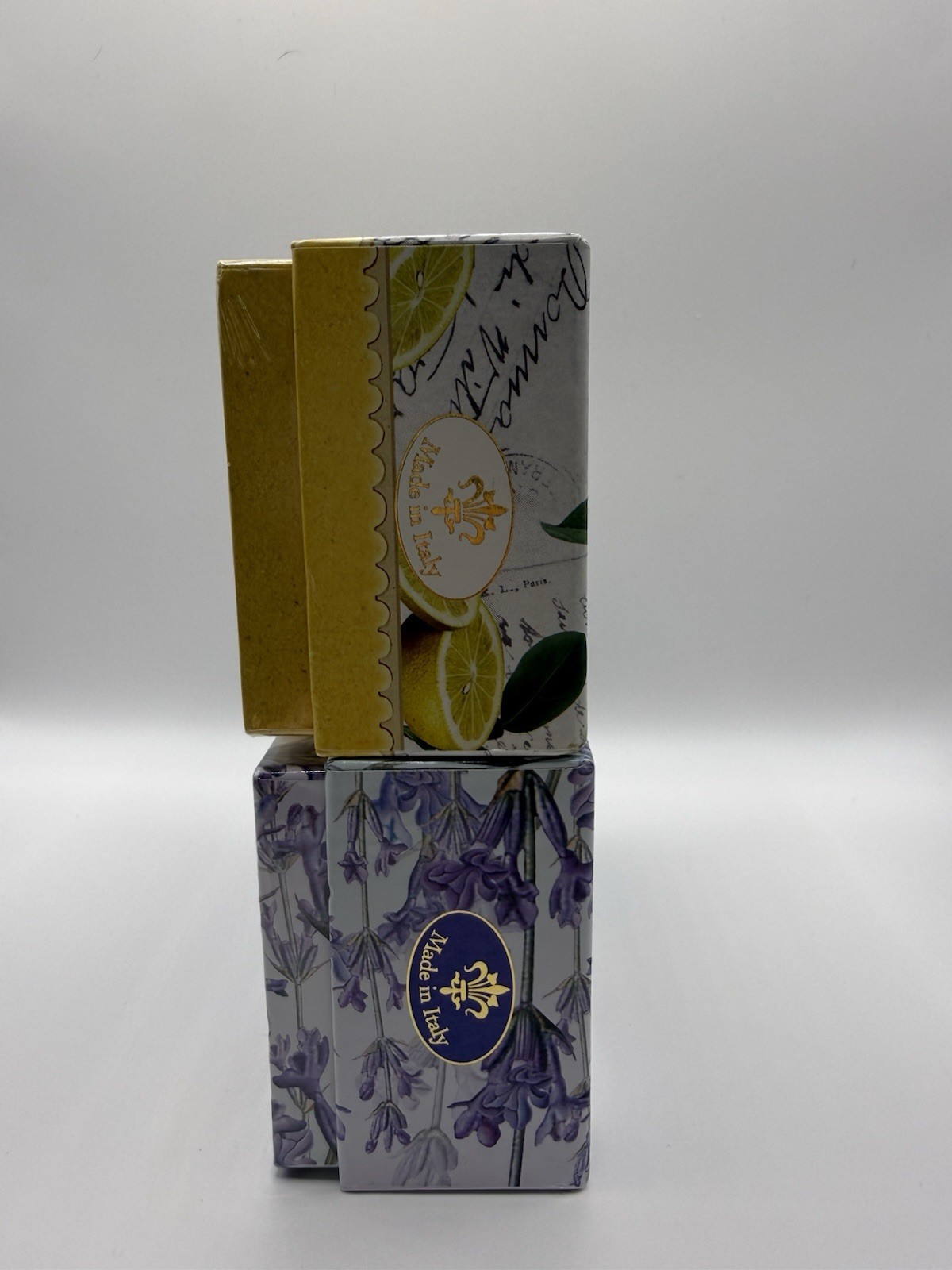 Italian Soap Set Florentine Lemon & Tuscan Lavender Bar Soap Gift Box 300g x2