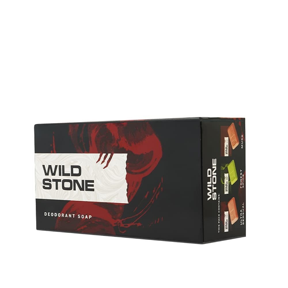Wild Stone Bath Soap Pack of 6 (100g Each) for Men | Ultra Sensual | Grade 1