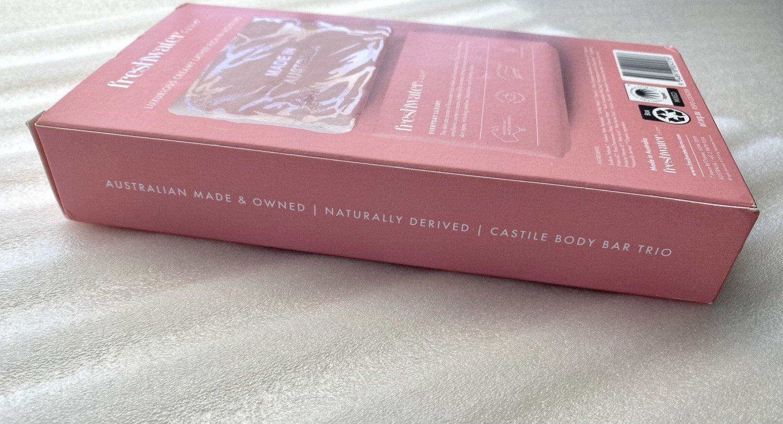 3-Pack | Freshwater Farm Australia Body Soap Bars | Rosewater + Pink Clay | 7 oz