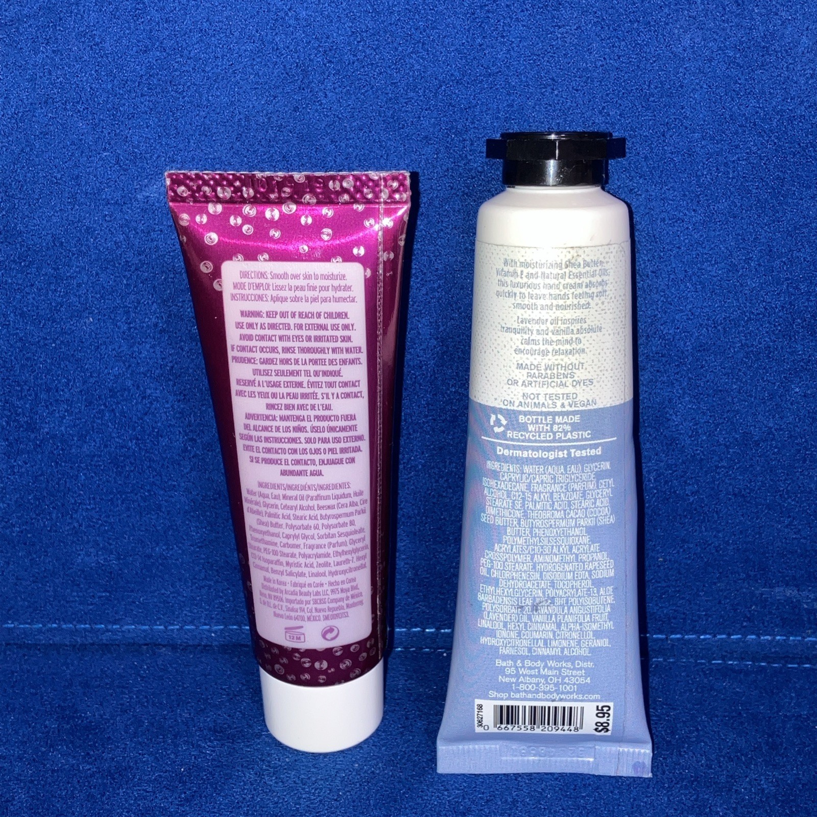 BATH & BODY WORKS LAVENDER VANILLA CREAM LOTION& Sparkling Roses 1 OZ Each