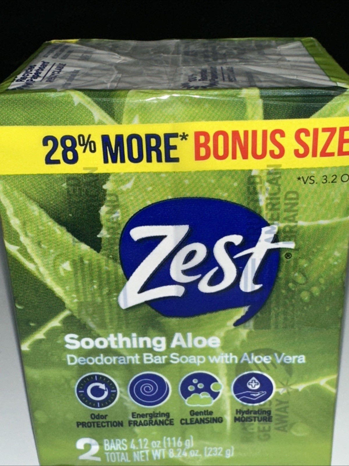 PACK OF 6 packages–Zest SOOTHING ALOE BAR SOAP 12 BARS TOTAL–Free Shipping