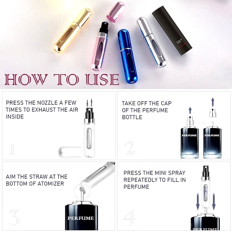 5ML Mini Refillable Perfume Spray Bottle – Leakproof Perfume Atomizer Spray