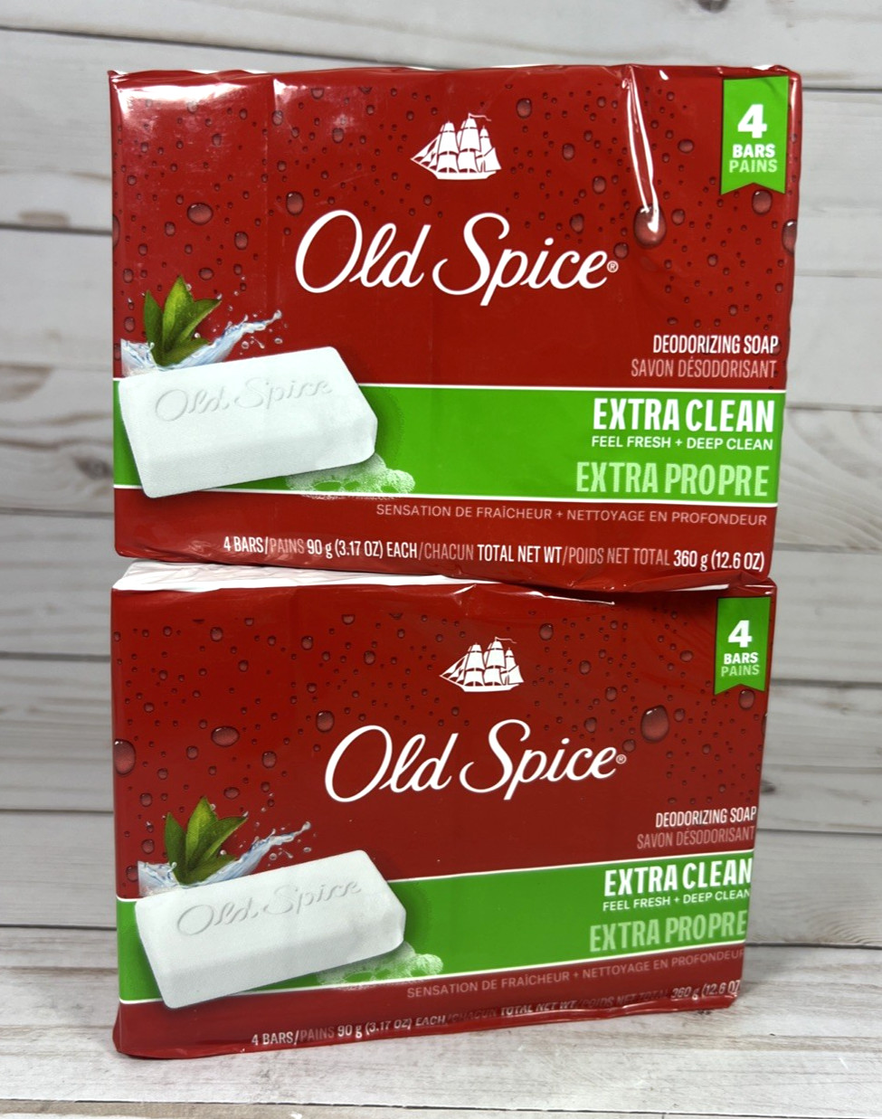 Old Spice Extra Clean Deodorizing Bar Soap 4-Bars 3.17oz (2Pack)