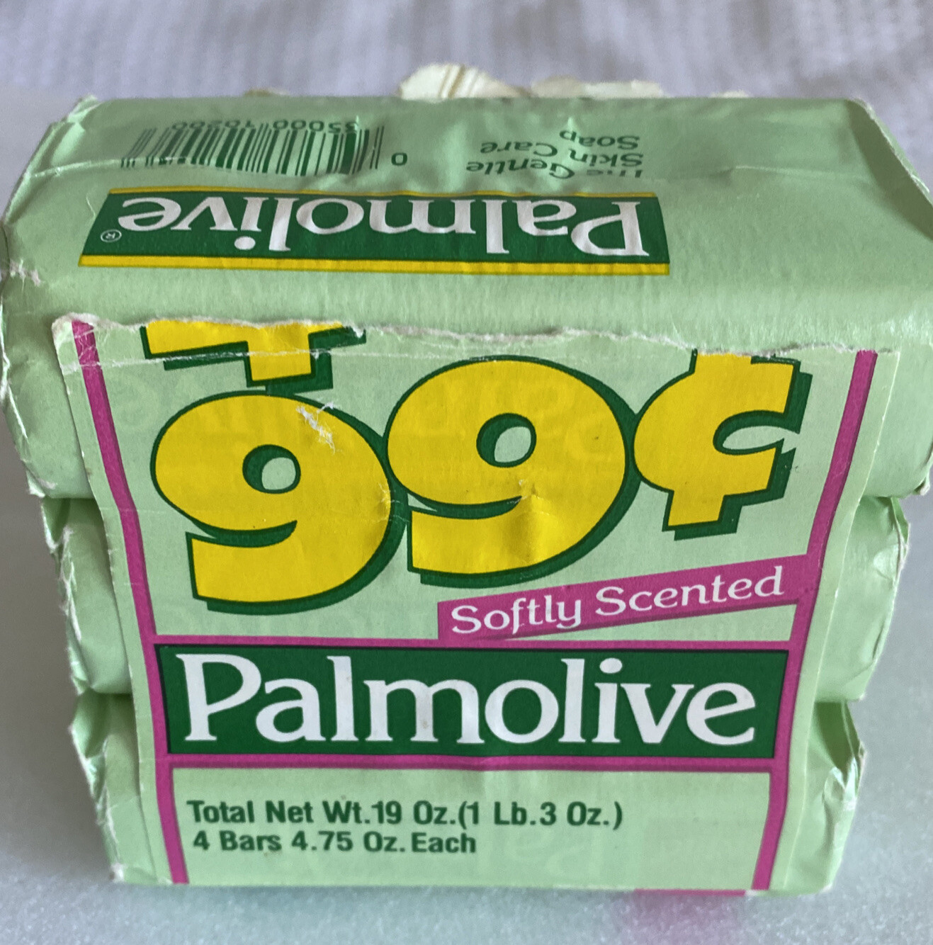 Vintage PALMOLIVE 3 pack bar soap Softly Scented MILD Colgate Co Package is Torn