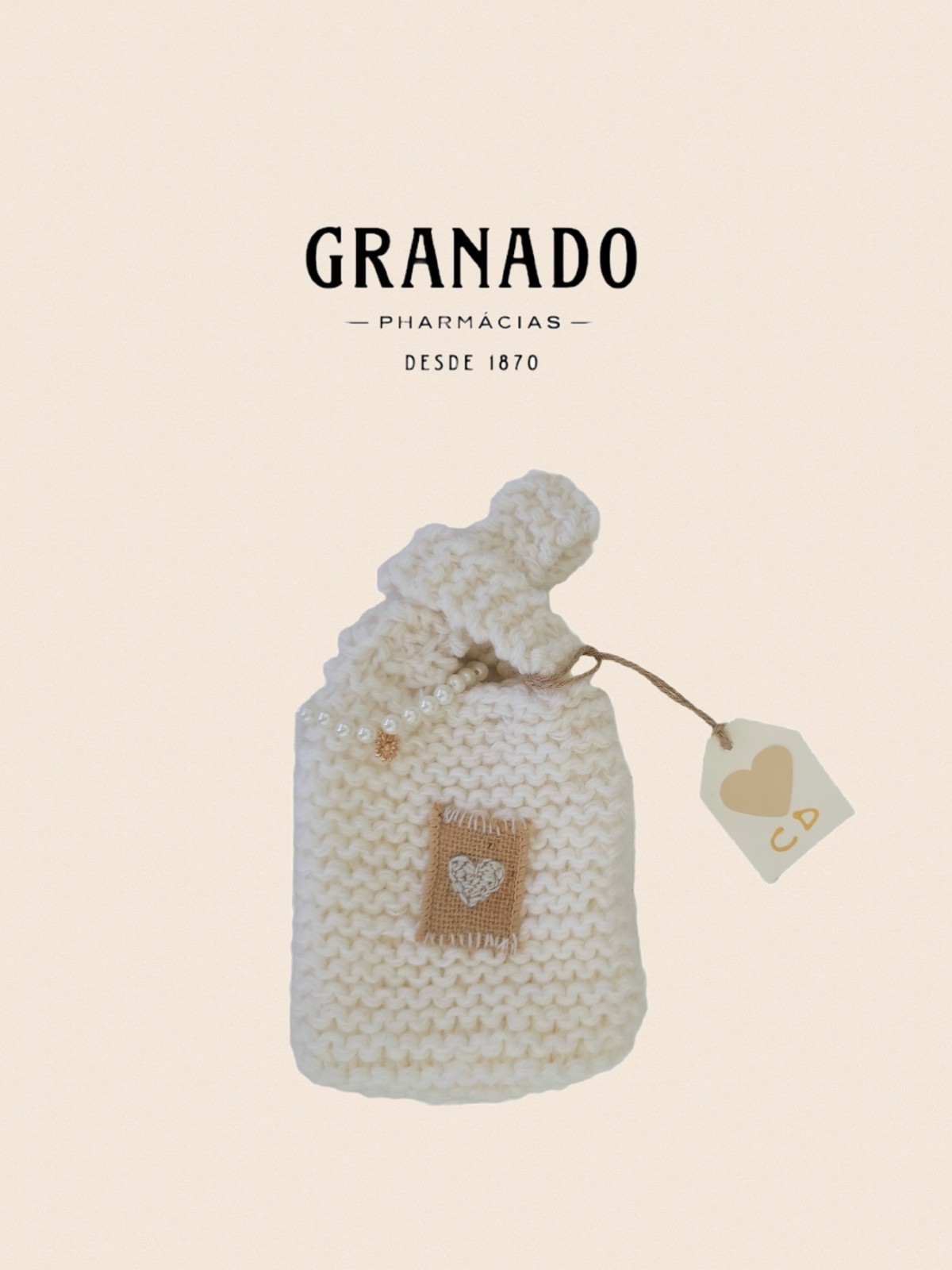 2 Brazil Granado Lavender Glycerin Soap Handmade Knitted Bag and Pearl Bracelet