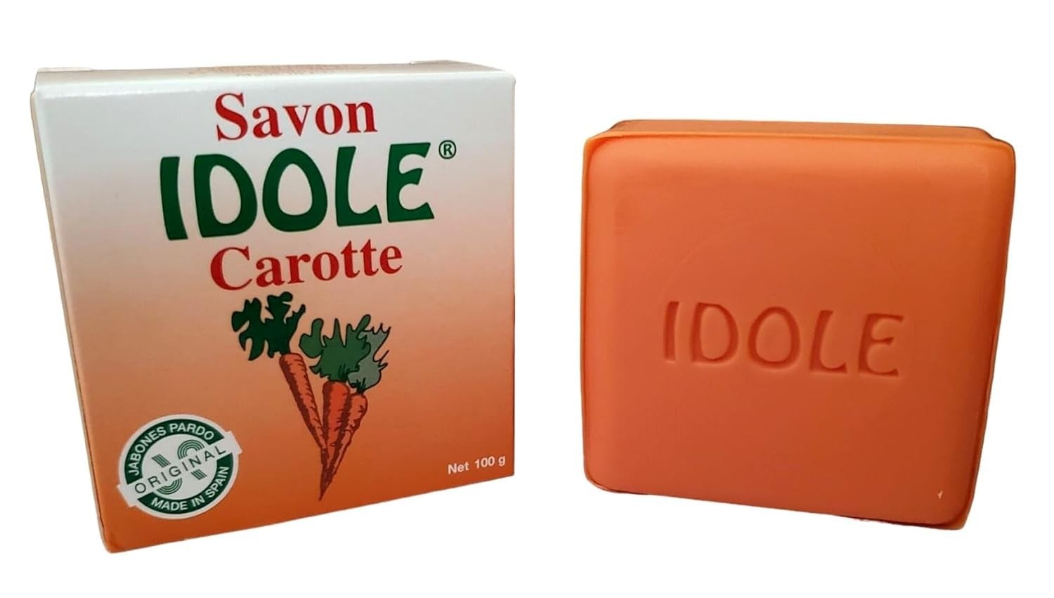 Idole Carrot Soap with Vitamin A, Skin Brightening, 100g Bar – 2 Pack