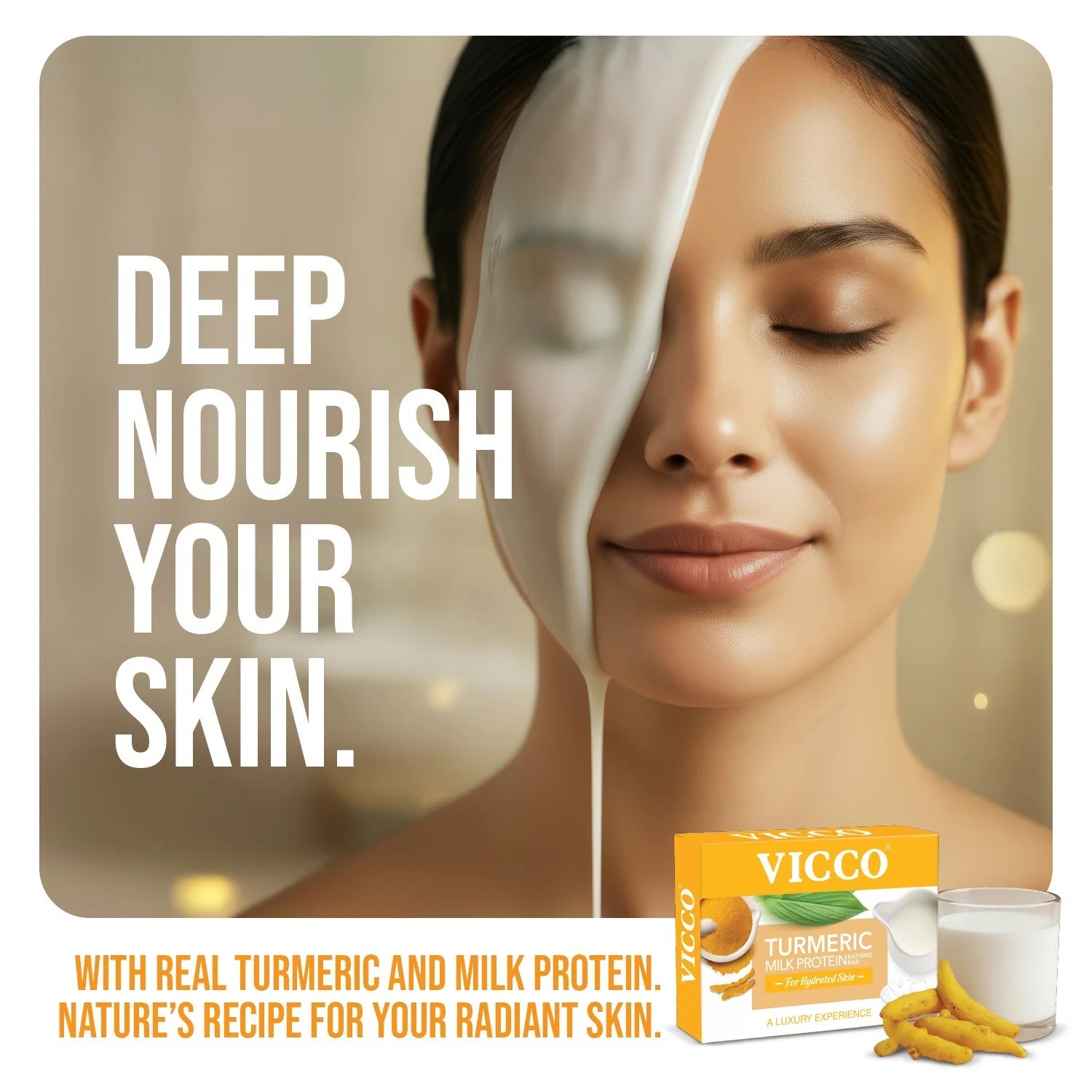 Vicco Turmeric Milk Protein Bath Soap Skin Brightening Moisturizing 100g 4 pack